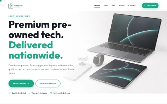 Premium Tech website homepage preview