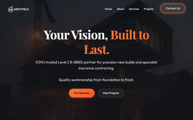 Westfield Contractors website homepage preview